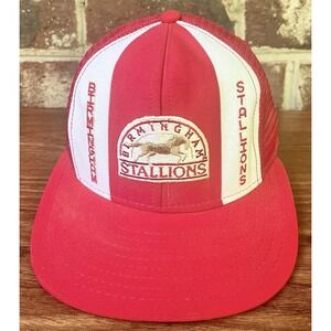 VINTAGE Birmingham Stallions Hat Cap Snap Back Red White USFL Football Mens 90s